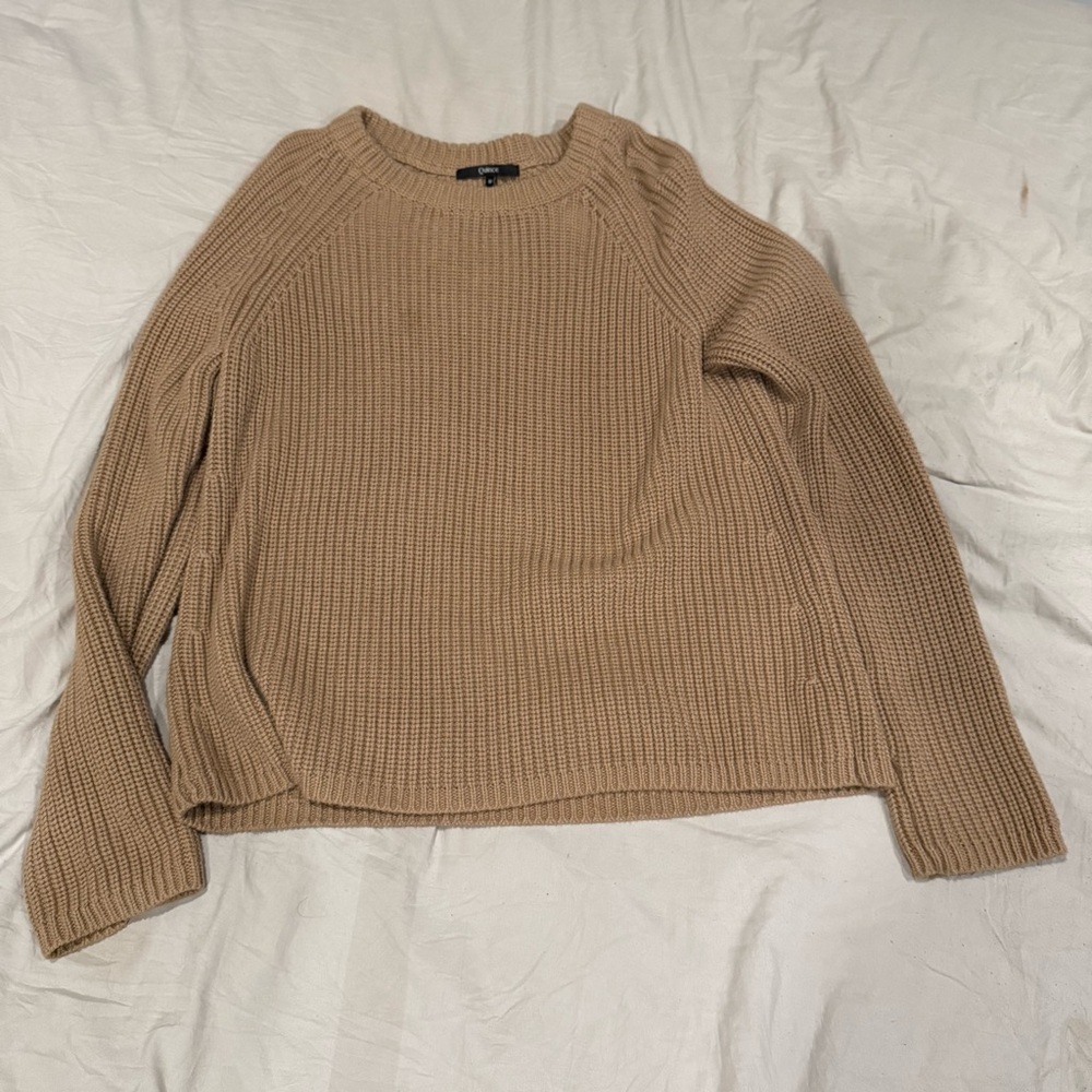 Quince Mustard Chunky Knit Sweater Size Medium Women’s 100% Organic Cotton